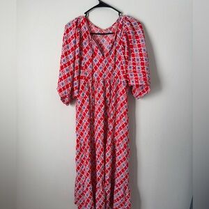 Orange and Blue Maxi Dress